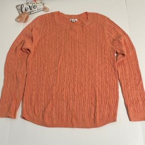NWT Croft & Barrow melon colored cable knit sweater size XL